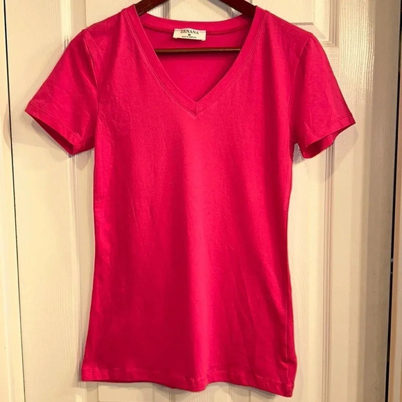 NWOT Zenana Pink Short Sleeve Shirt (M) - Picture 1 of 5